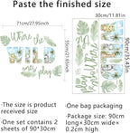 27.95x21.65 Inches Watercolor Wild Jungle Animal Wall Decals - Forest Safari Removable Stickers for Baby's Nursery, Playroom, Bedroom, Classroom - Tiger, Elephant, Giraffe Decor