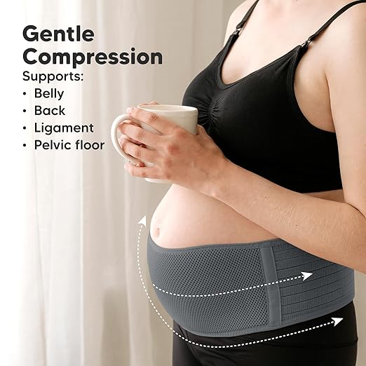 KeaBabies Maternity Belly Bands for Pregnant Women - Soft & Breathable Pregnancy Belly Support Band, Adjustable Maternity Belt for Back, Pelvic Support, Comfortable, Easy to Use (Mystic Gray, M/L)