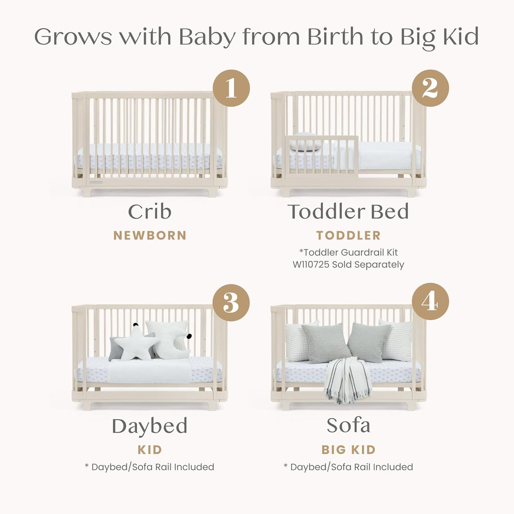 Delta Children Nest 4-in-1 Convertible Crib - Greenguard Gold Certified, Soft Beige