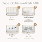 Delta Children Nest 4-in-1 Convertible Crib - Greenguard Gold Certified, Soft Beige