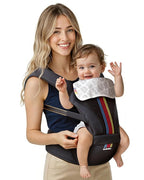 Baby Carrier with Hip Seat, BeBeBus 2-in-1 Ergonomic Newborn to Toddler Carrier up to 44 lbs, Detachable Hands-Free for Infant, All Season Forward-Facing Carry, Fits Waist Sizes up to 38 inch (Black)