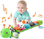 LIGHTDESIRE Baby Toys Musical Caterpillar,Infant Toys Stuffed Animals with Ruler Design,Mirror,Pull String&Ring Bell,Baby Teething Toys for Tummy Time Toys Newborn Gift 3 6 12 Months(Green,Leafy Limb)