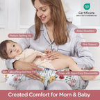 Little Grape Land Nursing Pillow,Upgraded Breast Feeding Pillow for Mom,Breastfeeding & Bottle Feeding for 0–16 Months, Soft Machine Washable Cover with Firm Breathable Filling, Tummy Time,Flower