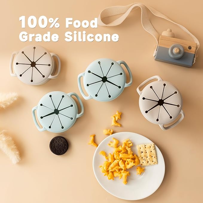 Snack Cups for Toddlers Spill Proof,Baby Snack Containers,Collapsible Food Grade Silicone Snack Cup,Dishwasher Safe and BPA Free,Set Of 2,13 Oz,Blue