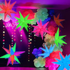 Mega-L Glow Glow in The Dark Party Supplies, 5 Pcs Neon Star Balloons Kit – Neon Foil Explosion & 12 pt Cone Balloons for Arches/Garlands. Perfect for Birthday, Wedding, Anniversary, Graduation Party