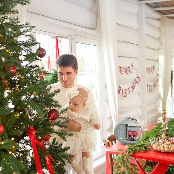 EVLA'S Baby Food Maker, Steamer, Blender, Baby Food Processor for Healthy Homemade Baby Food in Minutes, Touch Screen with 6 Reusable Food Pouches, Baby Registry Essential, Grey