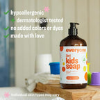 Everyone 3-in-1 Kids Soap, Body Wash, Bubble Bath, Shampoo, 32 Ounce (Pack of 2), Orange Squeeze, Coconut Cleanser with Organic Plant Extracts and Pure Essential Oils (Packaging May Vary)