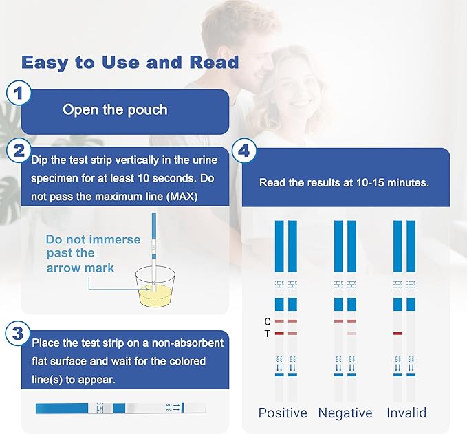Ovulation Test Strips, Bulk Ovulation Tests, 50 Pack Fertility Tests with Collection Cups, Accurate LH Test for Home, Ovulation Predictor Kit, 5mm Wider 25 MIU/mL