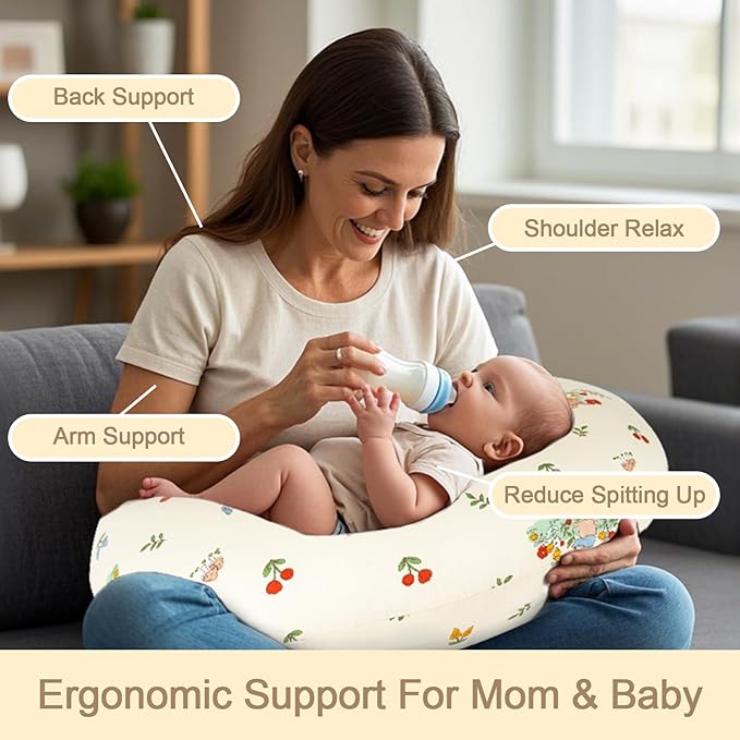 Nursing Pillow, Breastfeeding Pillow with Removable Cover, Ergonomic Breast Feeding Pillow, Baby Feeding Support Cushion for Mom Easier Breastfeeding- Original Size/Bunny