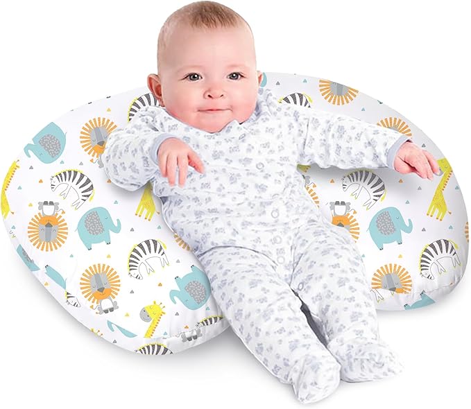Little Grape Land Nursing Pillow for Breastfeeding, Breathable Breast Feeding Pillow and Positioner with Removable Cover for More Support, Tummy Time and Bottle Feeding Support Pillow, Animals