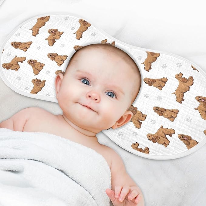 4 Pack Muslin Burp Cloths American Cocker Dogs White Cotton Baby Burp Cloths Ultra Absorbent and Soft Spit Up Rags for Newborn Must Haves 22x11 Inch