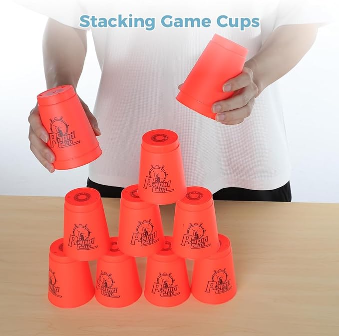 yeesport Sport Stacking Cups, 24pcs Sports Stacking Cups Sport Training Game for Challenge Competition Travel Party Gift for Kids and Adults (Blue & Red)