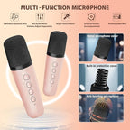 Mini Karaoke Machine for Kids Adults, Portable Bluetooth Speaker with 2 Wireless Microphones, Microphone and Speaker Set with Disco Light for Home Party Christmas Birthday Gift for Girls Boys
