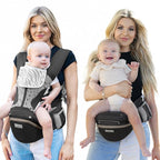 Baby Carrier Pro, MOMTORY Safety-Certified 6-in-1 Ultra Storage Baby Carrier Newborn to Toddler, Front & Back Baby Holder Carrier with Hip Seat, Pure Black