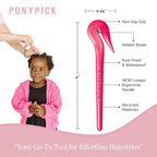 THE PONY PICK By Lolly - Ponytail Cutter Tool for Kids & Toddlers - Easy to Use, Pain-Free, No Hair Damage (3 Packs with 50 Hair Elastics) (Black)