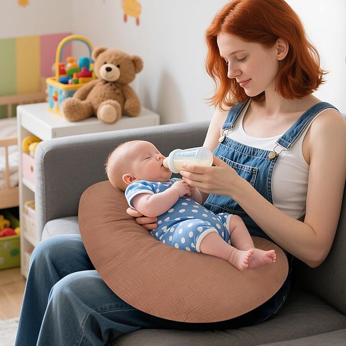 Accmor 2 Pack Muslin Nursing Pillow Covers, 100% Cotton Soft Nursing Covers for Breastfeeding Pillows, Slipcover for Baby Girls Boys Newborn