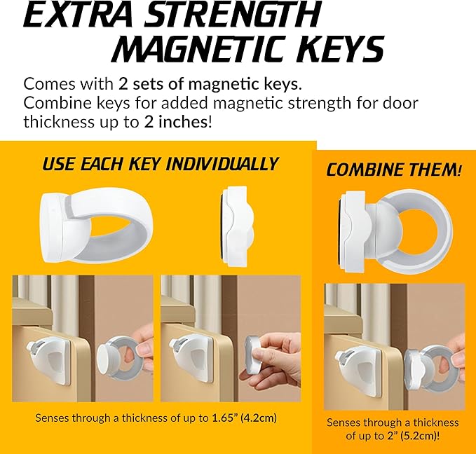 UPGRADED LICYFERN Magnetic Cabinet Locks (8 Locks & 2 Keys) - Invisible Baby Proofing Child Safety Lock & Keys – Easy to Install, Home & Kitchen Cabinet Magnetic Drawer Locks