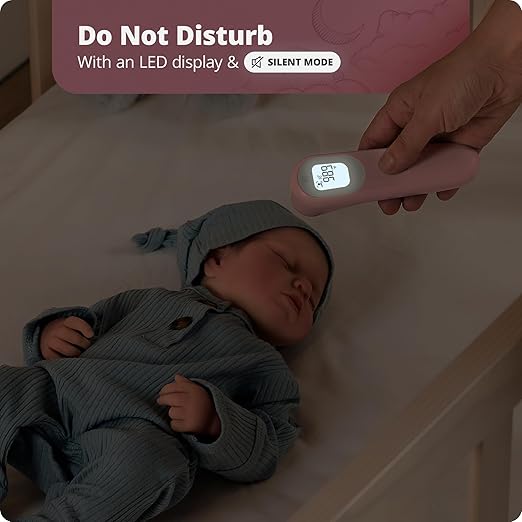 Greater Goods No-Touch Infrared Digital Thermometer for Adults, Kids, and Babies, Forehead Thermometer with Ergonomic Grip, Fever Alarm, HSA FSA Eligible, Blush Pink