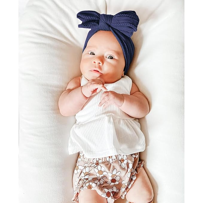 Niceye Handmade Baby Headbands Soft Stretchy Nylon Hair Bands with Bows for Newborn Infant Baby Toddler Girls