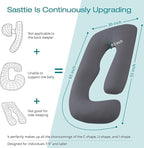 Sasttie Pregnancy Pillows for Sleeping, Jumbo U Shaped Cooling Full Body Pillow with Removable Cover, Pregnant Women Must Haves, Maternity Essential, Dark Grey