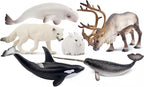 Toymany 12PCS 4-7" Large Polar Animals Figurines, Plastic Arctic Animal Toy Preschool Set Includes Polar Bear,Caribou,Whales,Walrus, Cake Toppers Christmas Birthday Toys Gift for Kids Toddlers