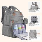 BabbleRoo Extra Large Diaper Bag Backpack, Expandable Baby Bag with Up to 50% More Capacity - Travel Essentials Baby Bag Tote with Changing Pad, Stroller Straps & Pacifier Case - Unisex, Light Gray