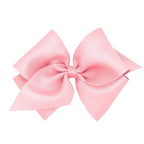 Wee Ones Girls' Plain Wrap Classic Grosgrain Hair Bows on a WeeStay No-Slip Hair Clip, Handmade, Wide King, Light Pink