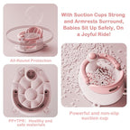 Baby Bath Seat for Babies 6 Months & up,3 Baby Bath Toys, Non-Slip Baby Bath Seat, Safe & Comfortable Baby Bath Support, Pink