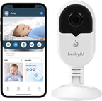 Smart Baby Monitor Contact-Free with Sleep & Breathing Tracking, 2K Secure Wi-Fi Video Camera Supporting Local Video Recording, AI Face Capture, Crying Alerts, Face Cover Alarm, Night Vision