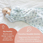 SleepingBaby Zipadee-Zip Transition Swaddle - Cozy Baby Swaddle Blanket with Zipper Convenience - Roomy Wearable Blanket for Easy Diaper Changes - Happy Wolf, Small (4-8 Month)