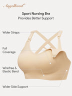 Angelhood Nursing Bras for Breastfeeding, Seamless Nursing Sports Bra Support Yoga Maternity Bras Pregnancy Sleep Bralette
