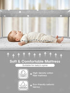 Bassinet Bedside Sleeper, Baby Crib with Mattress and Adjustable Height & Upgraded Wheels, All Mesh Portable Bassinet, Baby Bed for Newborn