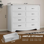 8-Drawer Dresser for Bedroom, Modern Wooden Chest of Drawers with Metal Handles, Anti-Tipping Design, Sturdy and Stable Storage Organizer for Living Room, Entryway, Home Office, Standard