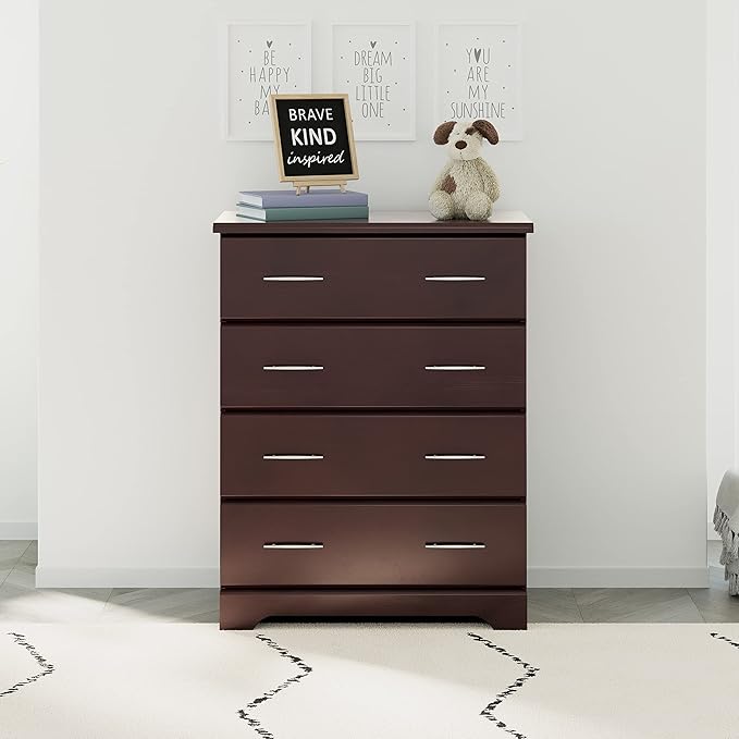 Storkcraft Brookside 4 Drawer Dresser (Espresso) – GREENGUARD Gold Certified, Dresser For Nursery