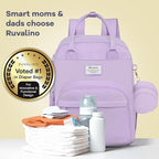 RUVALINO Diaper Bag Backpack, Multifunction Travel Pack Maternity Baby Changing Bags, Large Capacity, Waterproof, Taro Purple