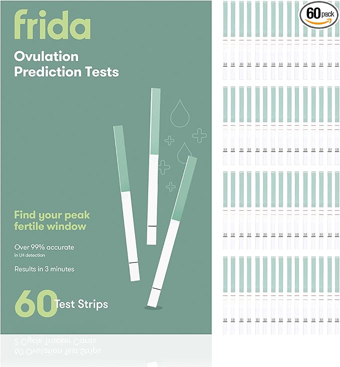 Frida Fertility at-Home Ovulation Test Kit, Easy-to-Use LH Test Strips for Ovulation Prediction Fertility Tracker, 99% Accuracy, Find 2 Most Fertile Days to Conceive, 60 Count