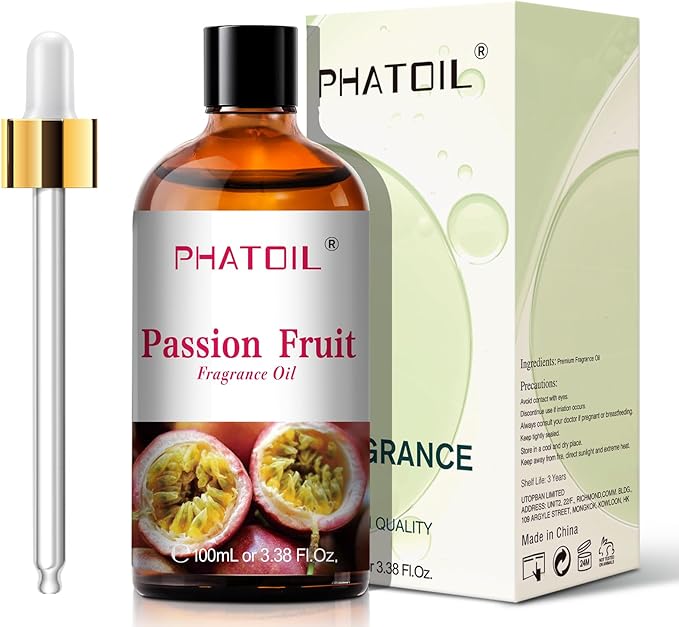 PHATOIL 3.38FL.OZ Passion Fruit Fragrance Oils for Aromatherapy, Essential Oils for Diffusers for Home, Perfect for Diffuser, Yoga, Skin Care, DIY Candle and Soap Making - 100ml