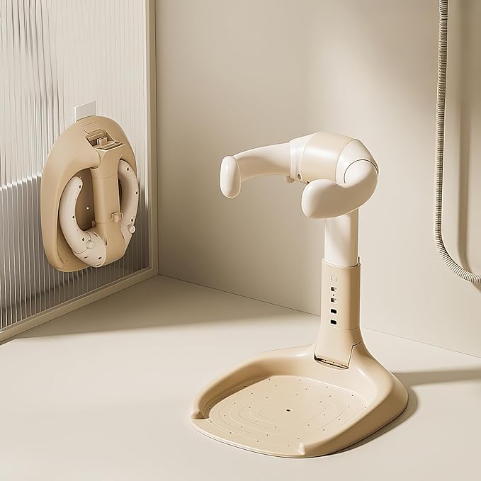 Baby Bath Stand with Adjustable 5 Levels – Foldable Infant Bath Seat for 6+ Months, Non-Slip & Easy-Clean Design, Travel-Friendly Cream Bath Support (No Assembly, Space-Saving)