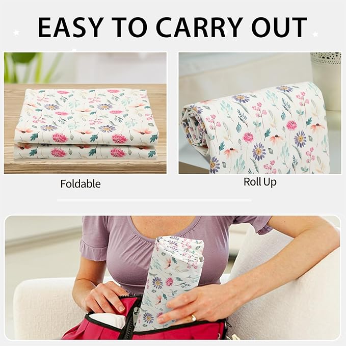 Vegan Leather Baby Changing Mat - Wipeable Portable Changing Pad, Foldable Travel Changing Mat for Baby, Newborns Toddlers Shower Gifts (Colorful Floral,20"*28")