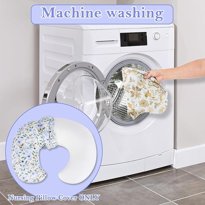 2 Pack Nursing Pillow Covers – Soft Breathable Cotton, Fits Standard Breastfeeding Pillows, Washable & Hypoallergenic for Newborn Baby Girls & Boys,Cover Only