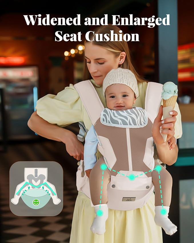 Baby Carrier Newborn to Toddler, 6-in-1 Baby Carrier, Adjustable Detachable Infant Baby Hip Seat Carrier for 7-50lbs