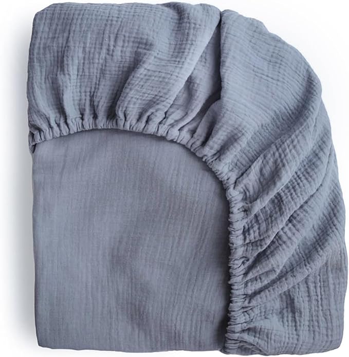 mushie Extra Soft Muslin Fitted MINI Crib Sheet | 24"x 38" (Tradewinds)