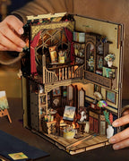 Book Nook Kit - DIY Miniature House Dollhouse 3D Puzzles for Adults and Teens - Gifts for Family and Friends Bookshelf Decor Tiny House Model Build with LED Light (BV02-003)