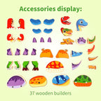 Wooden Take Apart Dinosaur Blocks Playset,Magnetic Dinosaur Building Toys,STEM Montessori Educational Fine Motor Skill Learning Birthday Gift for 3 4 5 6+ Years Old Boy Girl Kids