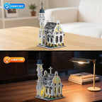 Medieval Gothic Cathedral Building Set – MOC Architecture Castle Model with Stained Glass Windows & Interior Details- Compatible with Lego Building House for Collectors (1553 pcs)