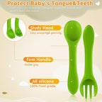 10 Pieces Baby Led Weaning Spoons and Forks Set Infant Silicone Spoon First Self Feed Baby training Utensils for Toddler First Stage Feeding Supplies for Kids Over 6 Months, 5 Pairs(Fresh Colors)