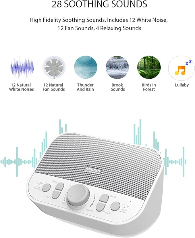 Riptunes White Noise Sound Machine w/ 28 Soothing Sounds, SM128 Enjoy Your Sleep with This Great Noise Machine