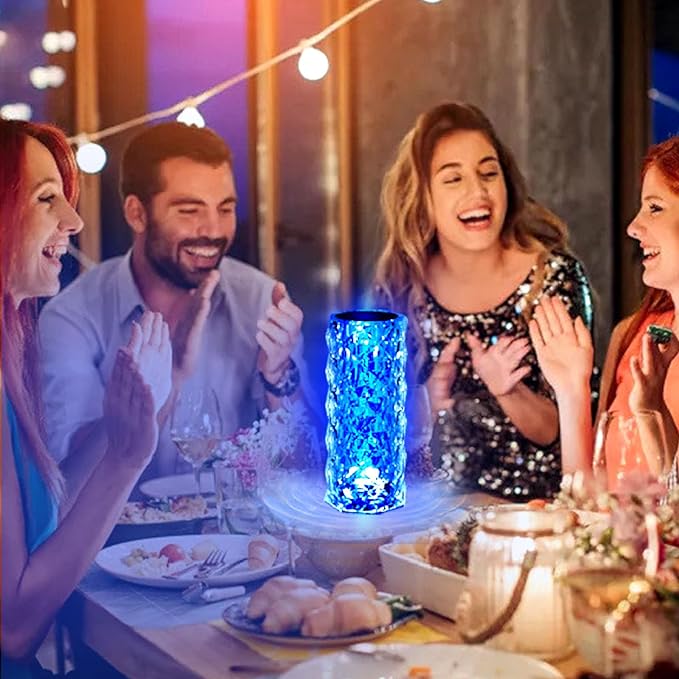 VoMii 2 Pack Crystal Lamp Touch, RGB 16 Colors Changing Night Light, Rechargeable Crystal Table Lamp Bedside Lamp, Cordless Rose Diamond Battery Night Light, for Bedroom/Party/Dinner/Decoration