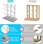 NiHome Baby Bottle Drying Rack with Diatomite Base & Stainless Steel Frame, Foldable Countertop Organizer Holds 9 Bottles, Space-Saving Stand for Water Bottles, Lids, Reusable Bags & More