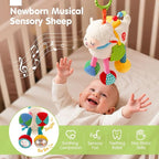 hahaland Baby Toys 0-6 Months - Baby Sensory Toys 0-3-6 Months Car Seat Toy Hanging - Musical Animals with Pull String Rattle Teether Crinkle Mirror, Crib Stroller Toy Tummy Time Babies Girl Boy Gifts